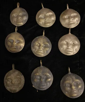 Vintage Brass Man In The Moon  Face Ecaudor Sand Cast PendantsNOS • $40