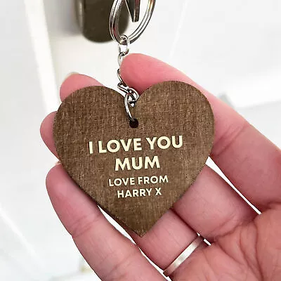 Personalised Mum Gifts Engraved Wood Keyring Birthday Mothers Day Gift For Mum • £3.99