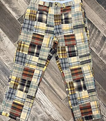 Brooks Brothers 346 Madras Patchwork Plaid Cotton Pants Golf Preppy 35x30 • $39.95