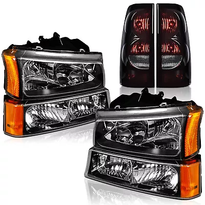 For 2003-2006 Chevy Silverado Headlights & Tail Lights Assembly 6pcs Black Amber • $115.99