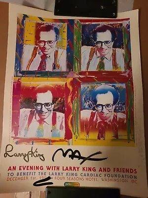 1996 PETER MAX AND LARRY KING Signed By BOTH Benefit  Poster • $165