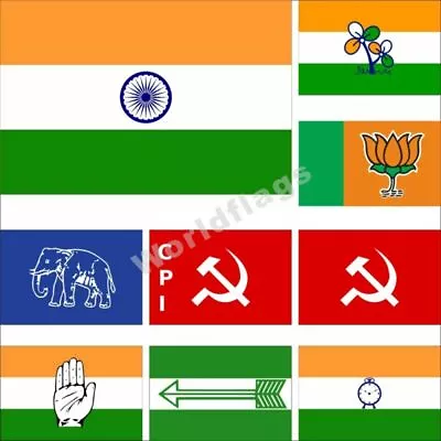 India Political Party Flag 3X5FT AITC BJP BSP CPI CPI-M INC 	JD(U) NCP Banner • $4.80