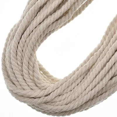 4.5mm COTTON ROPE 15M LONG 100% NATURAL Sash Cord White Twine Macrame DIY Craft • £3.98