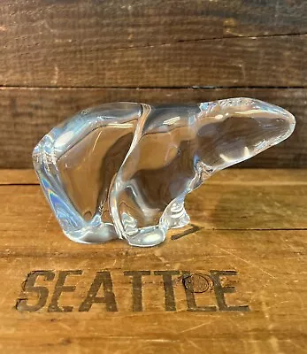 Vintage Hadeland Norway Clear Glass Polar Bear Figure / Paperweight. • $25
