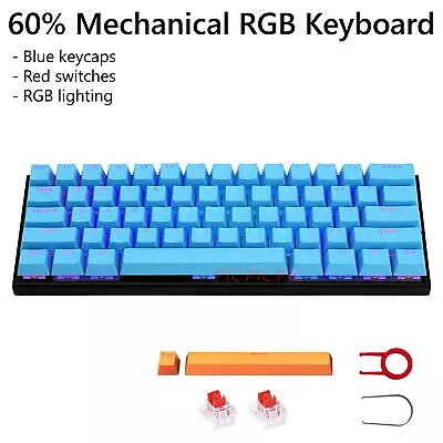 60% Compact Wired True Mechanical Gaming Keyboard 61 Keys RGB Backlit For PC PS4 • $74.85