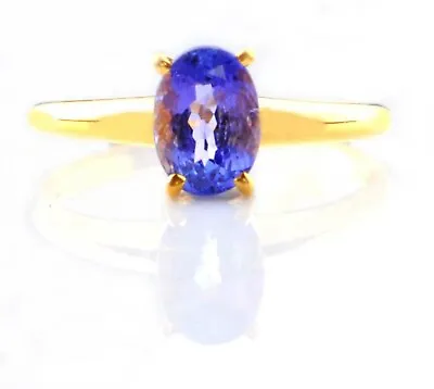 14KT Yellow Gold With 1.50Ct Oval Shape Natural Blue Tanzanite Woman's Ring • £229.50