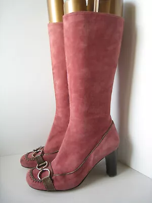 Mine De Rien Womens 38 US 7 Boots All Leather Suede Dusty Rose Pink Zip Spain • $58.52