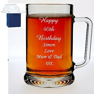 £10.98 • Buy Personalised Engraved Pint Glass Tankard 40th, 50th, 60th. 70th Birthday Gift