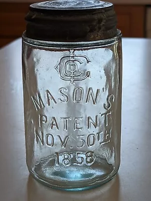 ***AWESOME*** Aqua Pint IGCO MASON PATENT 1858 Mason Fruit Jar  • $59.99