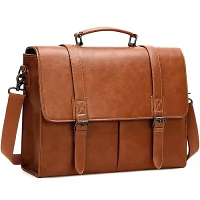 Messenger Bag For Men 15.6 Inch Vintage Leather Briefcase Waterproof Laptop B... • $51.25