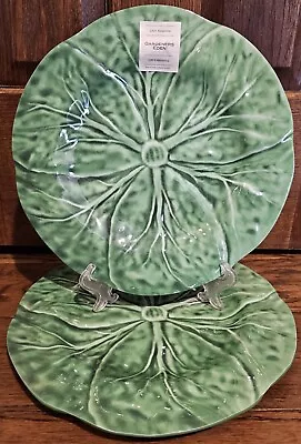 NEW Gardeners Eden 11  Melamine Cabbage Leaf Dinner Plates Set Of 2 • £21.23