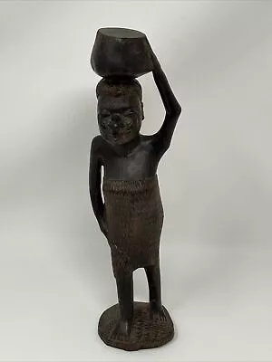 Ebony Wood African Woman Tanzania Hand Carved By Makonde Tribe DAMAGE • $24.41