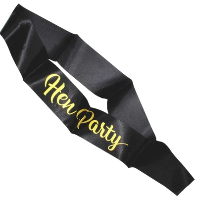 Black Gold Satin Hen Party Sash Bachelorette Hens Night Bridal Shower Supplies • $2.99