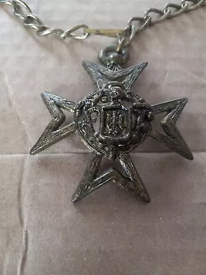 Large Bronzetone IRON Cross Gladiator Pendant 3 X3  On Matching 24  Chain • $25