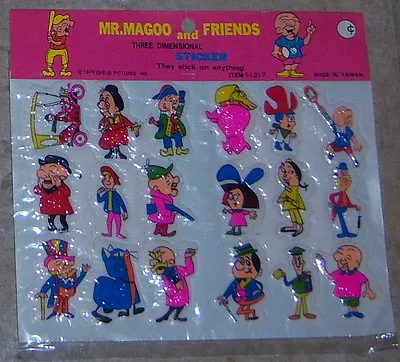 Mr. Magoo And Friends 18 Large 3-D 2  Sticker Set Vintage Still Sealed 1979 Mint • $25