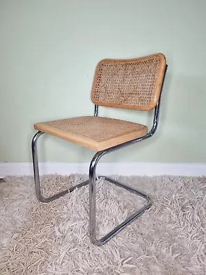 Mid Century Desk Chair Chrome Rattan Cesca Made In Italy 70s Marcel Breuer • £115