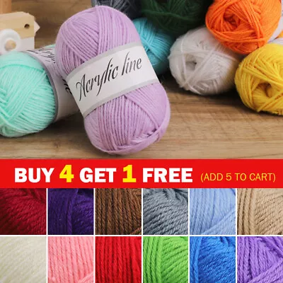 100% Acrylic Yarn 50g Double Knitting Soft Baby Wool Crochet-Over 15 Shades • £2.38