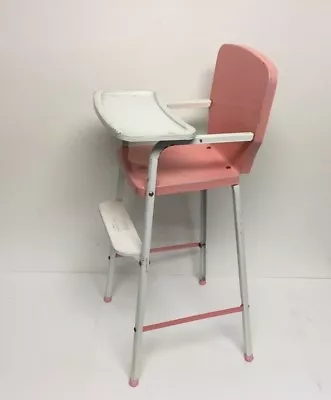 Vintage Cosco Doll-E-Hichair Metal Toy Doll High Chair Pink & White 28  Tall  • $85