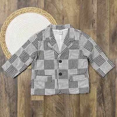 Gymboree Plaid Patchwork Blazer Jacket Toddler Boys 2T 3T Lined Cotton • $8.18