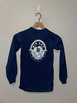 90s Youth Miller Big Sky MT Montana Blue Long Sleeve Ski Skiing Shirt Tee Childr • $15