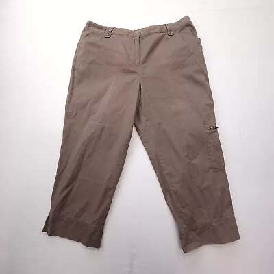 J. Jill Cropped Cargo Pants Womens Size 16 Beige 100% Cotton 25  Inseam Travel • $18.99