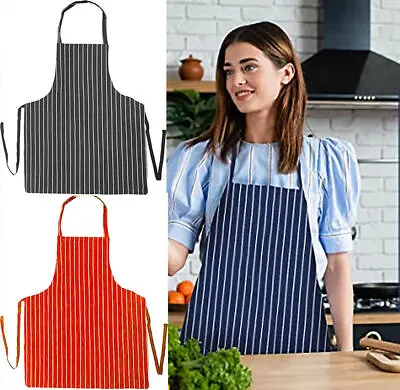 £4.99 • Buy 🔥Chef PVC Striped Apron Kitchen Cotton Waterproof Cooking Catering Butcher BBQ