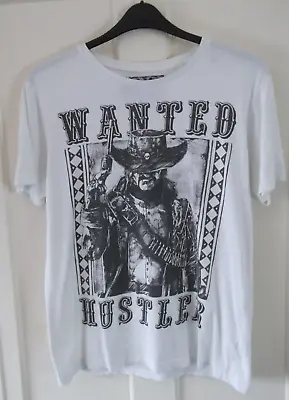 £7.99 • Buy Urban Spirit Wanted Poster Hustler Cowboy White Cotton T-shirt - Size L - Used