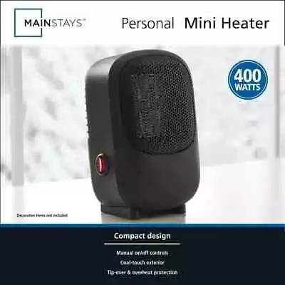 Mainstays MH-16B Personal Mini Electric Ceramic Heater 400W Indoor Black • $11.99