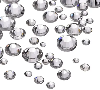 1000 Clear Crystal Silver Flat Back Acrylic Rhinestones Diamante Beads 3 4 5&6mm • £3.99