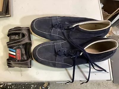 Brunswick Vintage Leather Bowling Shoes Blue Suede Size 13 Leather Soles Vgc • $25