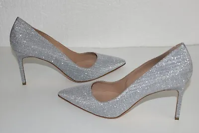 New Manolo Blahnik BB Silver Sparkle Pumps Grey Shoes Heels Glitter 41.5 Wedding • $395
