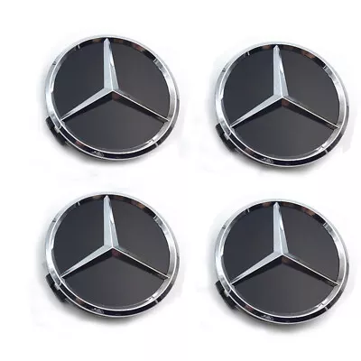 4PCS 75mm Wheel Center Hub Caps Cover Logo Badge Emblem For Mercedes-Benz Black • $7.90