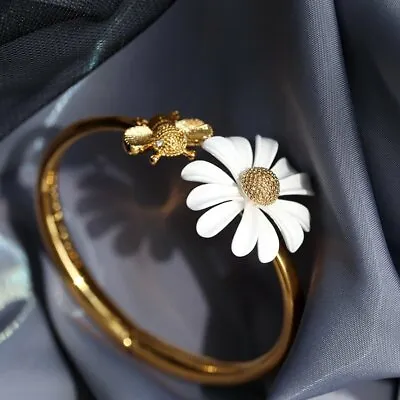 Glaze Daisy Flower Bee Gold Plated Bracelets Cuff Bangle Women Fashion Jewelry • £4.38