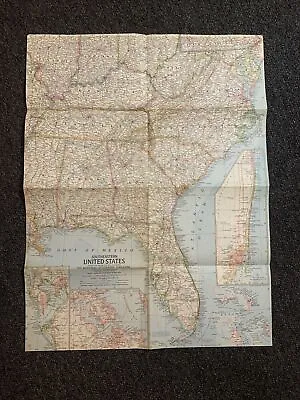 £9.99 • Buy South Eastern United States Vintage National Geographic Map Old 1958 Florida USA