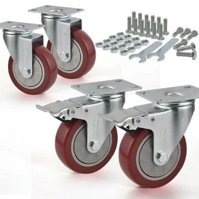 £14.99 • Buy EOS Heavy Duty 100mm 600KG 4 Inch Rubber  Swivel Wheels For Trolley Furniture