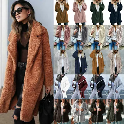 £19.49 • Buy Women Teddy Bear Coat Fluffy Fleece Fur Jacket Winter Warm Long Outwear Coats