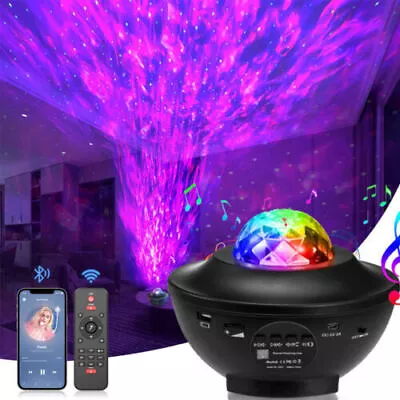 £11.99 • Buy Music LED Galaxy Starry Night Light Projector Ocean Wave Star Lamp Bluetooth Kid