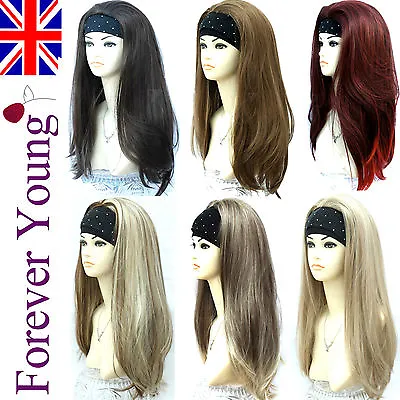 Ladies Long 3/4 Wig Fall Half Wig Clip In Hair Piece Black Brown Blonde Wigs • £16.99