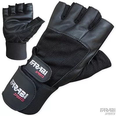 £7.99 • Buy Farabi Leather Gym Gloves Fitness Training Bodybuilding Workout Weightlifting
