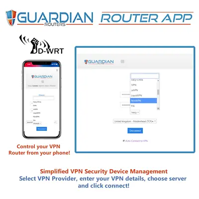 £41 • Buy Guardian VPN Router APP 30 VPN Providers Digitally Delivered DIY For Ddwrt