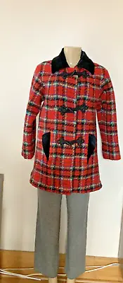 Vintage Wolfangel Wool  Coat Jacket Womens  Red Plaid Size M • $40