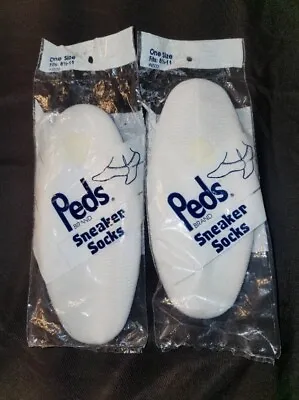 VTG 90s Peds 2 Pr Socks Ankle Womans 8.5-11 Sneaker #4500 Terry Cushion • $28.49