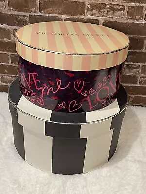 Victoria's Secret Hat Boxes Display Props Pink Striped Black Striped Rare Set • $149.99