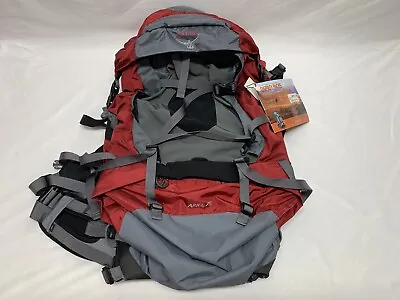 Osprey Ariel 75 Backpack Red & Gray Medium  Isoform Airscape Backpacking Hiking • $179.99