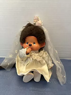 Vintage 1974 MASekiguchi MONCHHICHI Girl Monkey 8  Bride Wedding Plush Doll • $30