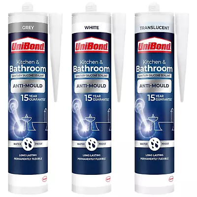 UniBond Anti-Mould Waterproof Protection Kitchen & Bathroom Sealant 274g White • £16.80