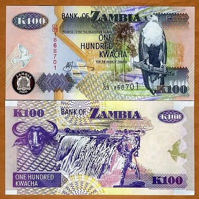 Zambia 100 Kwacha 2006 P-38 (38f) UNC Eagle • $0.99