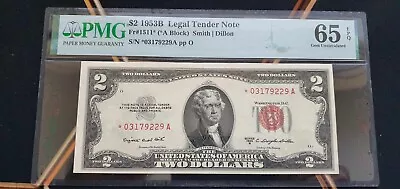 1953 B $2 DOLLARS STAR US Legal Tender FEDERAL RESERVE STAR NOTE* PMG 65 EPQ GEM • £399.99