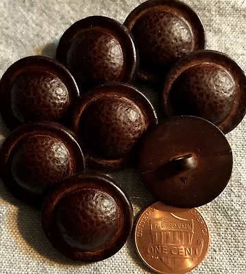 $4.99 • Buy 8 Domed Brown PLASTIC Shank Buttons Leather Look 7/8  23mm # 4884