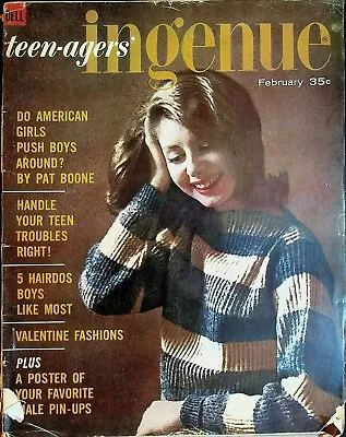 Ingenue Magazine February 1961 Pat Boone Mickey Mantle Elvis Steve McQueen • $23.21